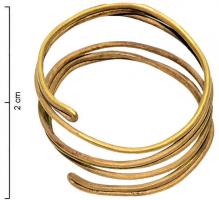 BAG-1002 - Bague en double spiraleorBague en spirale formée d'un fil circulaire, aux extrémités écrasée et soudées pour former une boucle qui a ensuite été aplatie pour réaliser un double brin enroulé sur 3 spires.