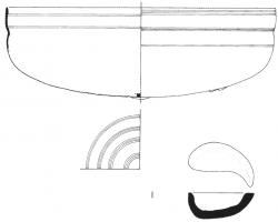 BAS-4002 - Bassin de type Tassinari M.1210bronzeTPQ : 1 - TAQ : 100Bassin à fond arrondi, dont le sommet de la panse est marqué de cannelures parallèles ; le fond est pourvu de trois supports en forme de goutte, fixés par brasure.