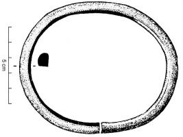 BRC-1084 - Bracelet ouvert sans tamponsbronzeBracelet massif, ouvert, à extrémités droites, de section approximativement en quart de cercle ; décor incisé.