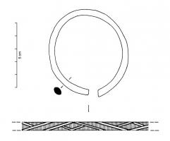 BRC-2086 - Bracelet ouvert à section circulaire ou ovalebronzeTPQ : -800 - TAQ : -500Bracelet ouvert à section circulaire ou ovale; décor incisé. Le diamètre de la tige est supérieur à 5 mm.