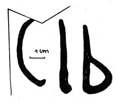 BRQ-4015 - Brique marquée CIBterre cuiteBrique marquée CIB (?), lettres en relief.