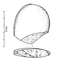 BRY-2001 - Broyeur ou concasseurpierre dureTPQ : -750 - TAQ : -475Galet présentant des traces d'utilisation comme broyeur.ou concasseur.