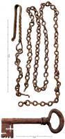 CLA-9025 - Clavendier bronzeClavendier réalisé avec un seul fil de bronze torsadé et replié pour obtenir une boucle d'un côté et un crochet à 3 fils de l'autre, le tout prolongé par une chaine dont chaque maillon forme un 8 dont les boucles sont dans des plans perpendiculaires.
