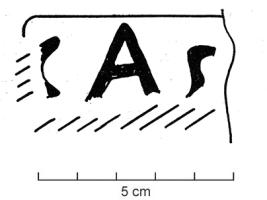 COV-4175 - Tuile estampillée C.A.S ou C.A.Lterre cuiteTuile estampillée C.A.S (ou C.A.L ?), dans un cartouche rectangulaire.