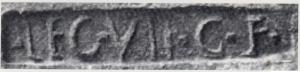 COV-4312 - Tuile estampillée LEG VII (etc.)terre cuiteTuile estampillée par la VIIe légion : diverses épithètes et variantes.