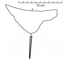 CTO-4018 - Couteau à cuirferLame triangulaire et courbe, à dos épais, manche à soie.