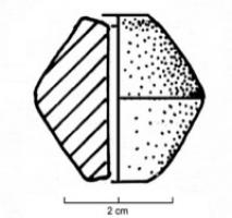 FUS-3011 - Fusaïole bitronconiqueterre cuiteTPQ : -475 - TAQ : -30Fusaïole bitronconique, face supérieure concave, inornée.