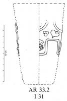 GOB-4017 - Gobelet AR 33.2verreGobelet tronconique haut, soufflé dans un moule : décor de pampres, méandres... etc, en léger relief.