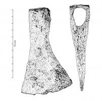 HCA-5008 - HacheferHache à tranchant symétrique et absence de marteau, le dos est concave.