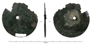 IND-4193 - Disque indéterminébronzeTôle circulaire perforée en son centre.