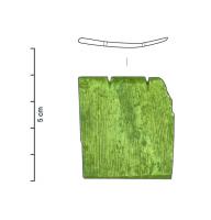 IND-4317 - PlaquetteosPlaquette trapézoïdale dont la longueur est comprise entre 30 et 40 mm, pourvue de deux encoches triangulaires, dont l'espacement est proche de 14 mm et dont la disposition est effectuée à une distance comprise entre 8 et 10 mm des bordures latérales.