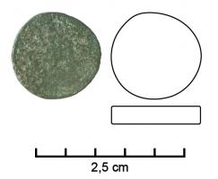 PDM-4004 - Poids monétaire circulairebronzeTPQ : 150 - TAQ : 260Forme cylindrique sans décor ni inscription.