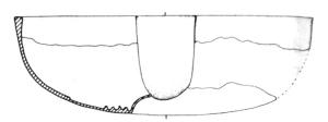 PHI-2010 - PhialebronzePhiale profonde, à profil convexe continu, bord épaissi aplati sur le dessus; ombilic central en relief, entouré de cannelures.