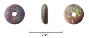 PRL-3619 - Perle annulaire massive en ambreambrePerle annulaire massive (D. perforation < D. section), de section plano-convexe (en D) à perforation de très petit diamètre (2 mm), d'un module de l'ordre de 10 - 15 mm