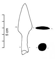 PTL-2007 - Pointe de lanceferPetite pointe de lance à douille; lame triangulaire de section lenticulaire