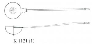 PUI-4001 - Puisoir de type Tassinari K.1121bronzePuisoir dont la vasque et le manche sont dans un même plan; variante à manche constitué d'une baguette filiforme, ornée de simples moulures aux extrémités.