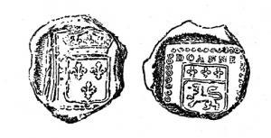 SCL-9026 - Sceau de douane : Lyon, Louis XV ou Louis XVIplombTPQ : 1715 - TAQ : 1795Sceau à double face; d'un côté, armes de France dans un écu surmonté d'une couronne ; de l'autre, armes de Lyon encadrées de l'inscription DOANNE / DE LYON (ou LION).