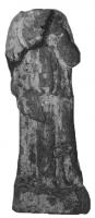 STE-4107 - Statuette : personnage féminin voiléterre cuiteTPQ : 1 - TAQ : 200Personne féminin ou déesse sans attribut, debout sur une base quadrangulaire peu élevée; la femme est vêtue à la grecque d'un chiton serré à la taille, le bras droit passé dans un pli dans l'attitude habituelle des 