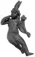 STE-4206 - Statuette : HarpocratebronzeFigurine représentant un enfant, assis, nu, coiffé d'un basileion, posant le doigt sur la bouche et tenant une cornucopia au creux du bras gauche.