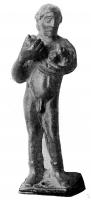 STE-4310 - Statuette : SylvainbronzeTPQ : 100 - TAQ : 300Divinité masculine, sous la forme d'un homme aux cheveux courts, vêtu de simples bottines et d'un manteau, dans lequel il rassemble des fruits devant sa poitrine.