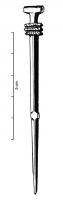 STY-6014 - StyletbronzeTPQ : 1100 - TAQ : 1400Stylet court, à tête équipée d'une barre transversale arrondie faisant office de spatule; en-dessous, groupe transversal de larges moulures, et section carrée interrompue à mi-hauteur par un motif facetté.