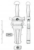 AMI-4002 - Epée miniaturefer, osTPQ : 1 - TAQ : 250Couteau miniature en forme d'épée, exemplaires que leur état de conservation ne permet pas de classer. Le couteau en forme d'arme miniature comporte une poignée composite avec garde à poignée cannelée et pommeau rapportés en os.