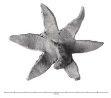 AML-4055 - Amulette : étoileplombAmulette de protection en forme d'étoile à six branches, découpée dans une feuille de plomb ; fixation au centre par un gros clou en fer.