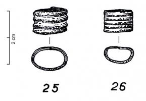 ANO-1010 - Anneau ouvert à surface cannelée ou mouluréebronzeAnneau ouvert, à extrémités jointes, orné de moulures ou de cannelures.