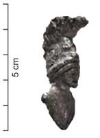 APM-4031 - Applique : buste de MinervebronzeBuste-applique, au revers plat, figurant une femme coiffée d'un casque à haut cimier : Minerve (ou homme : Mars ?)