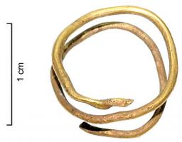 BAG-1003 - Bague en spiraleor ou bronze plaquéBague formée d'un fil cylindrique, enroulé sur 2 spires, aux extrémités aplaties.
