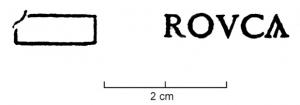 BLC-4011 - Plateau de balance ROVCAbronzeTPQ : 1 - TAQ : 200Plateau de balance, de taille modeste (v. infra), percé de 3 trous de suspension et portant une marque estampée dans un cartouche rectangulaire : ROVCA.