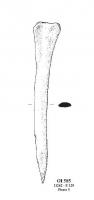 BTI-7002 - Broche de tisserand (fibula)osFibula de porc taillée pour former une pointe fine émoussée, parfois perforée.