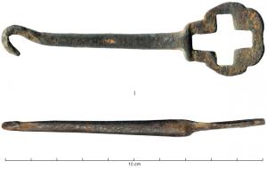 CLE-9043 - Clé de cadenasferTige légèrement conique se terminant par un crochet ; poignée polylobée avec une découpe en forme de croix.