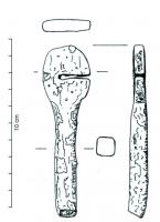 CVC-3016 - Clavette de moyeu de charferTige de section quadrangulaire, sans crochets, terminée par une tête en spatule ovale, pourvue d'une fente latérale destinée au passage d'un lien.