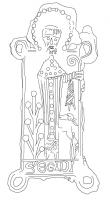 ESP-7003 - Enseigne de pèlerinage : saint Gilles-de-Gard?plombTPQ : 1200 - TAQ : 1300Enseigne figurant un saint ou évêque en pied, la tête nimbée dépassant d'une plaque rectangulaire avec quatre anneaux de fixation aux angles. légende en pied S'EGIDI.