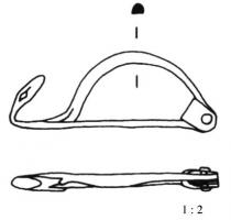 FIB-3965 - Fibule de type laténien à pied redressébronze. Avec perforation sur le pied : n°1, 3
. Sans perforation sur le pied : n°2