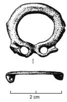FIB-4614 - Fibule circulaire : serpentbronzeTPQ : 1 - TAQ : 300Broche plate en forme de serpent replié sur lui-même, formant la lettre 