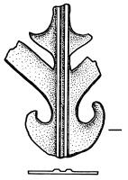 IND-4174 - Applique planebronzeBase d'une applique figurant des branches obliques qui se rejoignent sur un axe central, pelte à la base.