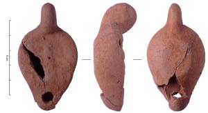 LMP-42735 - Lampe Loeschcke VI : aigleterre cuiteLampe miniature, à anse non percée, à petit bec en ogive. Médaillon décoré d'un aigle déployant ses ailes.