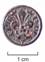 PDM-7007 - Poids monétaire : florinbronzePoids monétaire cylindrique, pour un florin (or) : fleur de lis et legende POIS D FLOR.