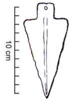 PGD-1008 - Poignard à languette perforée, type RemedellobronzeTPQ : -1900 - TAQ : -1300Poignard triangulaire muni d'une languette rectangulaire, percée d'un ou deux trous de rivet.