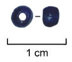 PRL-3542 - Perle annulaire de proportions égales, unie - gruppe Geb. VIcverrePerle annulaire (H. < D. ext.) de poportions égales (D. perforation = D. section), en verre bleu cobalt, unie, diamètre de l'ordre de 2,5 à 5 mm.