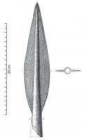 PTL-1048 - Pointe de lance à douille courtebronzeTPQ : -1050 - TAQ : -950Grande pointe de lance (longueur totale comprise entre 20 et 37 cm), inornée, à douille courte.