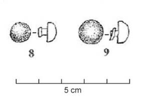 APH-4162 - Applique de harnaisbronzeBouton hémisphérique de faible diamètre, creux à l'arrière, avec un unique rivet de fixation pour cuir.