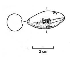 BAL-3036 - Balle de fronde : L•IIIplombBalle de fronde avec estampille en relief dans un cartouche : L[egio].III.