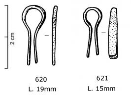 CLV-4010 - ClavettebronzeLanguette de bronze de section carrée ou rectangulaire repliée pour former une boucle et fixée par pliage des extrémités