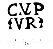 COV-4301 - Tuile estampillée C.VLP / VRterre cuiteTuile estampillée C.VLP / VR(narius), en creux, sans cartouche.