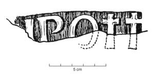 COV-4309 - Tuile estampillée [---]IPOTITIterre cuiteTuile estampillée [---]IPOTITI, dans un cartouche rectangulaire.