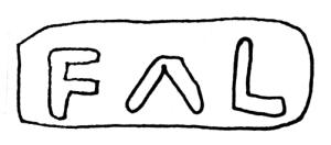 COV-4428 - Tuile estampillée FΛLterre cuiteTuile estampillée FAL (Λ non barré).