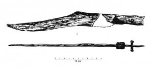 CTO-2018 - Couteau à soie plateferCouteau à soie plate; lame effilée à dos anguleux; virole en fer.